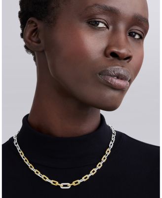 18K Yellow Gold & Silver Caviar Lux-Clip Diamond Link Necklace, 18" - Exclusive