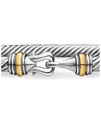 Buckle Classic Cable Bracelet in Sterling Silver with 18K Yellow Gold, 4mm