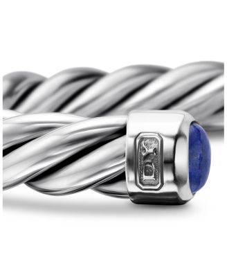Men&#39;s Cable Classic Cuff Bracelet with Lapis Lazuli, 6mm