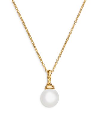 18K Yellow Gold Solari Pendant Necklace with Cultured Freshwater Pearl & Diamonds, 18"