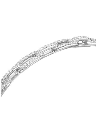 Stax Chain Link Bracelet with Diamonds in 18K White Gold
