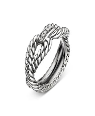 Cable Loop Ring with Diamonds