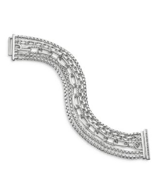 Sterling Silver Multi-Row Chain Bracelet