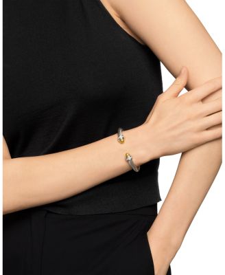 Cable Bracelet with 14K Yellow Gold Dome & Diamonds