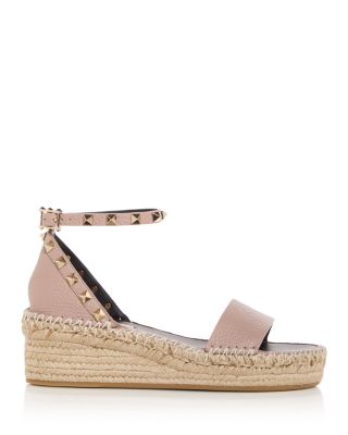 Rockstud Flatform Ankle-Strap Espadrille Sandals 