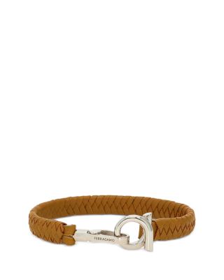 FERRAGAMO - Braided Leather and Brass Bracelet