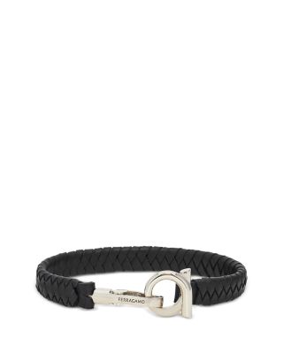 Ferragamo Braided Leather and Brass Bracelet