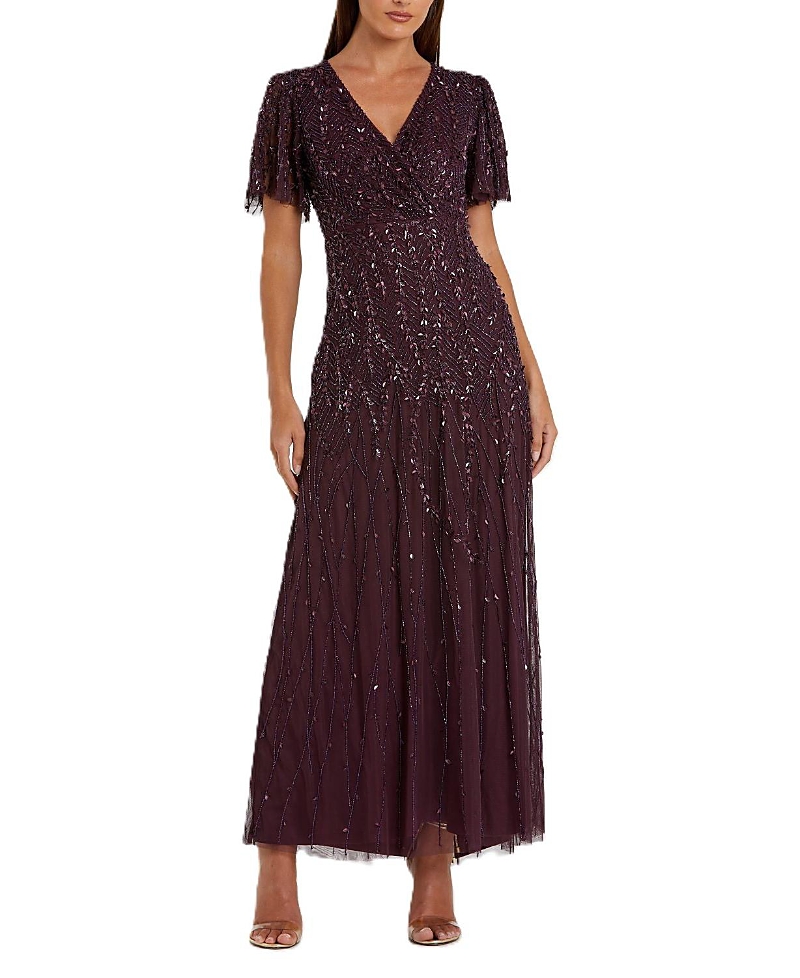 Mac Duggal Embellished Flutter Sleeve Gown