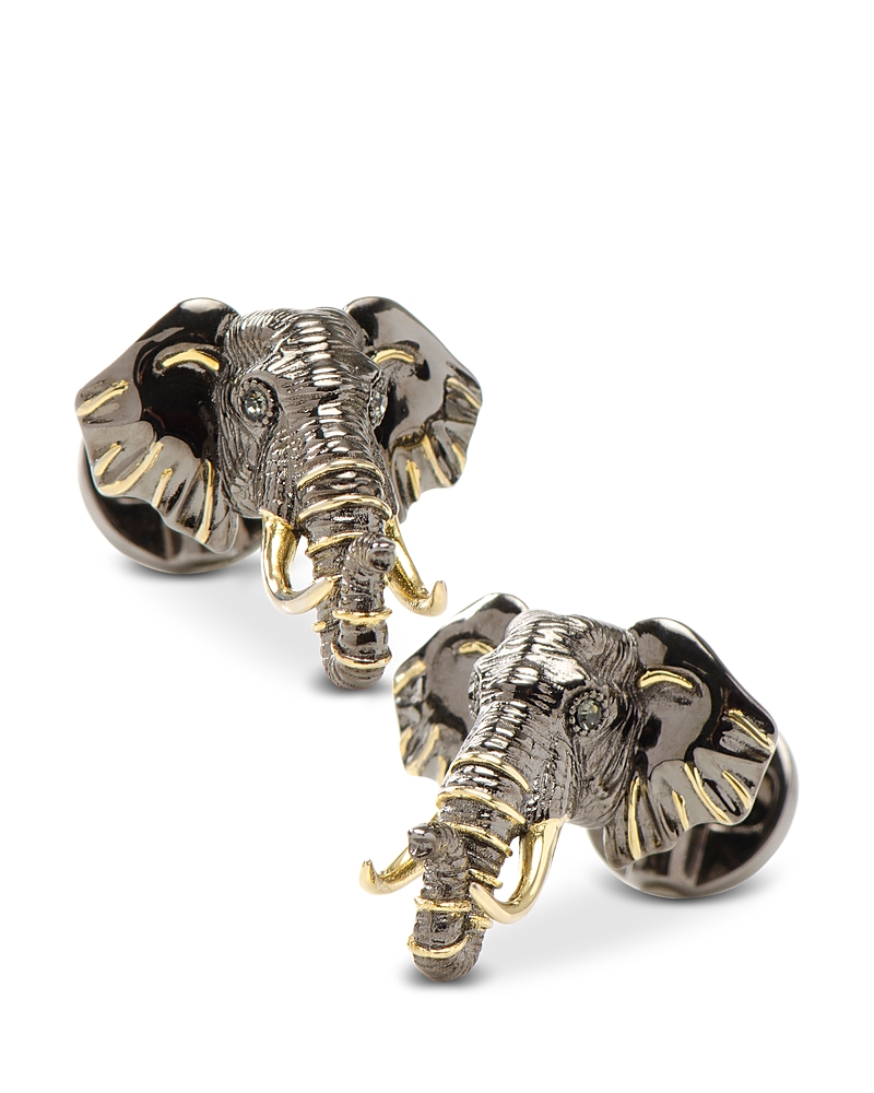 Cufflinks, Inc . Sterling Silver And 14k Gold Elephant Cufflinks In Silver