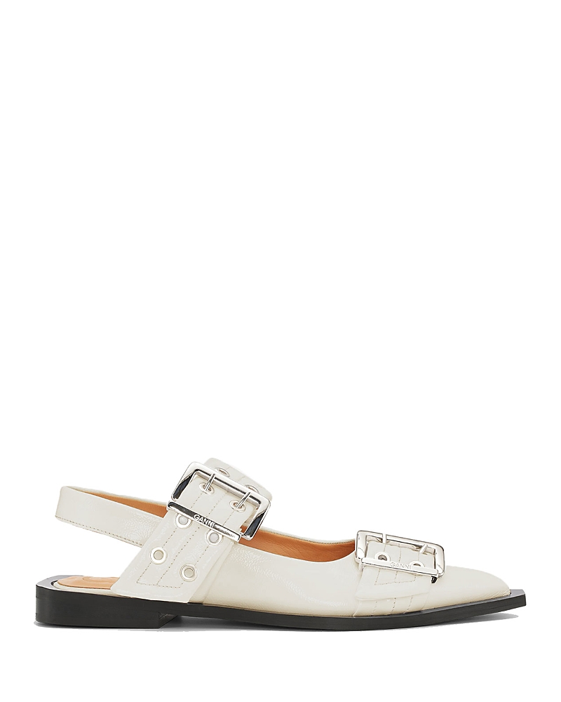 Ganni Women's Feminine Buckle Slingback Ballerina Flats