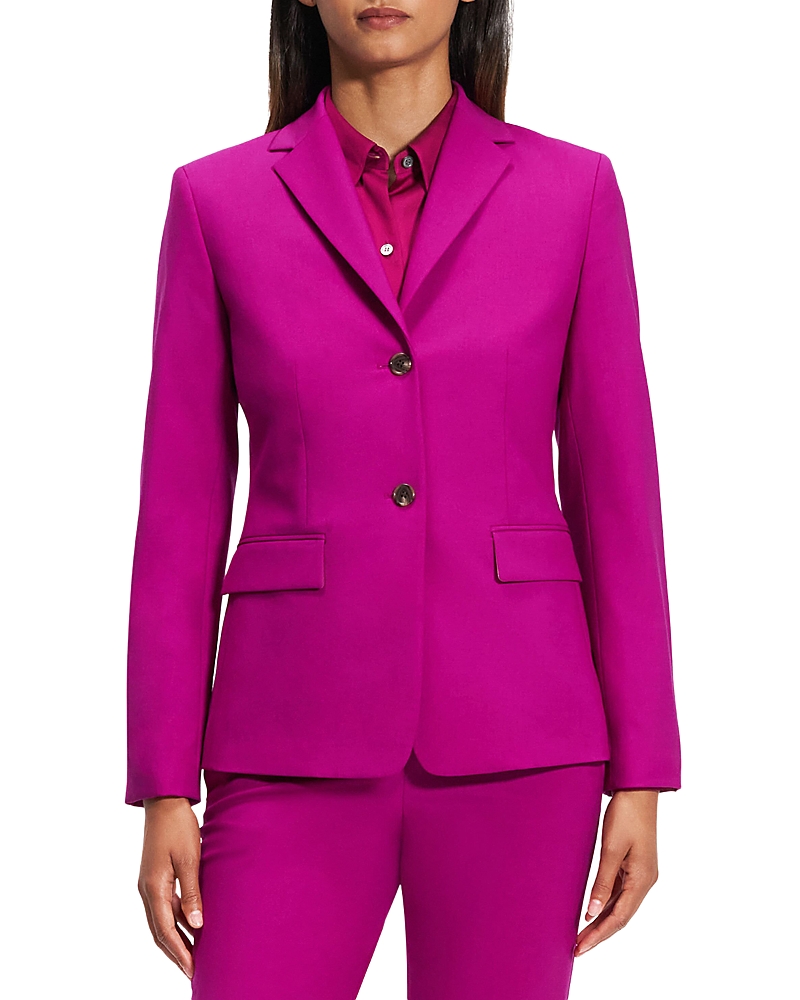 Theory Womens Deep Rose Staple Single-breasted Crepe Blazer In Wildflower
