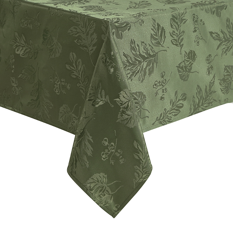 Elrene Home Fashions Elegant Woven Leaves Jacquard Damask Rectangle Tablecloth, 84 X 60 In Olive
