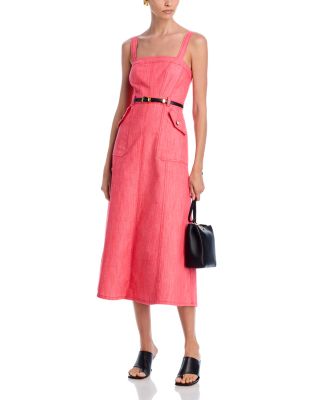 Malani Square Neck Belted Midi Dress