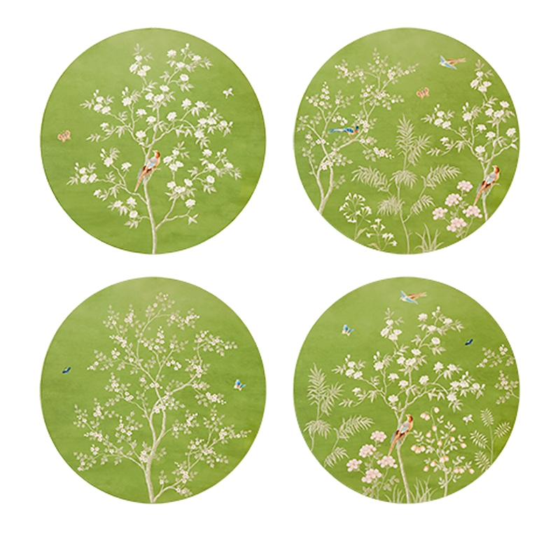 ADDISON ROSS CHINOISERIE LACQUER ROUND 15 PLACEMATS, SET OF 4