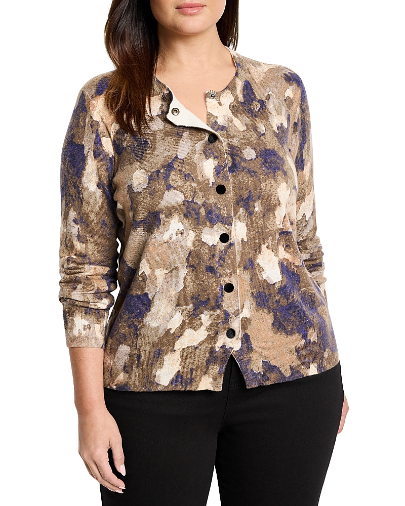 Nic+zoe Plus Femme Camo Cardigan In Indigo Multi