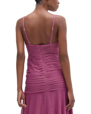 Pleated Plunging Neck Dress