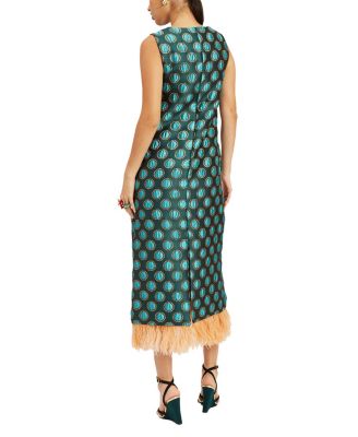  Column Dress (With Feathers) Jacquard Winter Sun Emerald