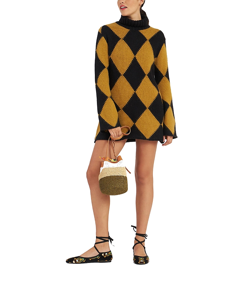 La DoubleJ Argyle Mini Dress Black / Senape Black
