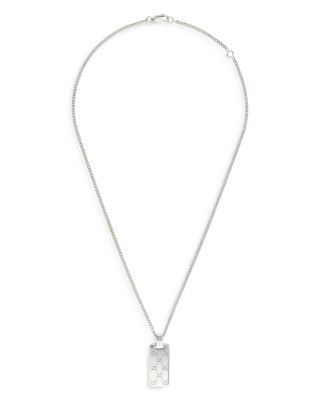Sterling Silver Gucci Signature Logo Dog Tag Pendant Necklace, 19.5-21.6"