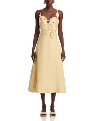 3D Floral Linen Dress