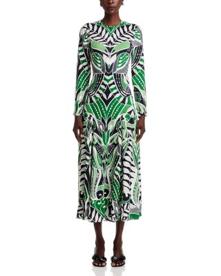 Long Sleeve Printed Midi Dress