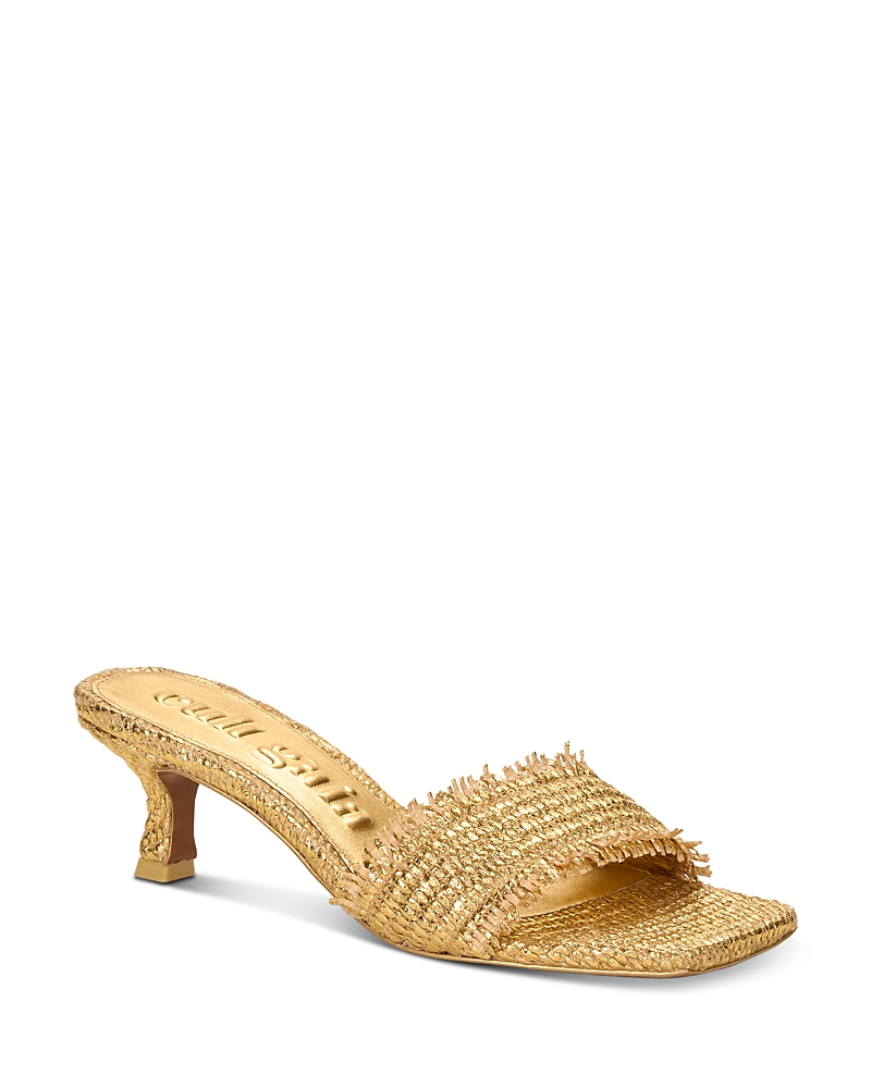 Cult Gaia Ada Straw Slide Sandal In Neutral