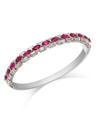 Bloomingdale's Fine Collection Ruby & Diamond Bangle Bracelet in 18K White Gold
