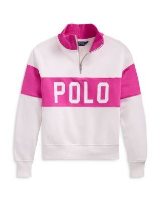 Ralph Lauren - Girls' Logo French Terry Quarter Zip Pullover - Big Kid