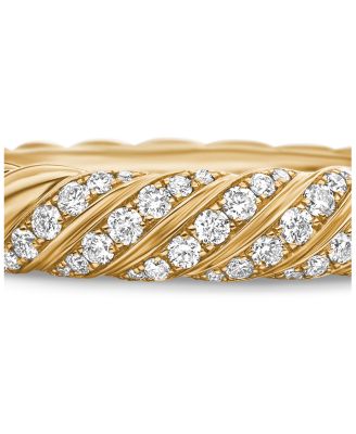 Sculpted Cable Pav&eacute; Band Ring in 18K Yellow Gold with Diamonds