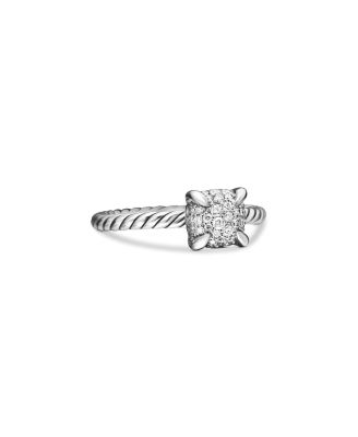 Sterling Silver Petite Ch&acirc;telaine&reg; Diamond Pav&eacute; Cable Ring