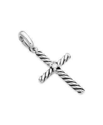 Sterling Silver Amulets Diamond Cross Pendant