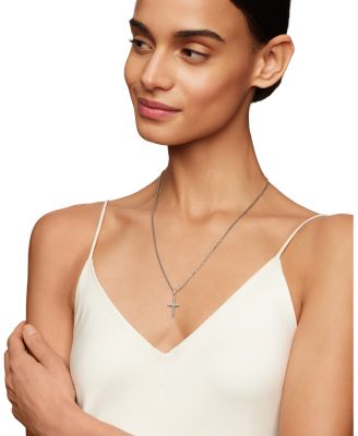 Sterling Silver Amulets Diamond Cross Pendant