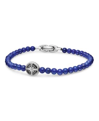David Yurman Men's Spiritual Beads Compass Rose Bracelet with Lapis
