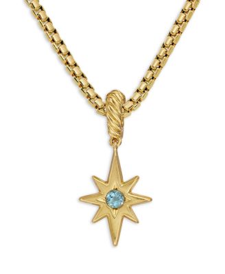 David Yurman Cable Collectibles North Star Birthstone Charm in 18K Yellow Gold with Aquamarine