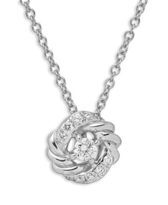 Sterling Silver Petite Infinity Pendant Necklace with Diamonds, 17"