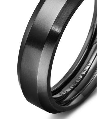 Men's Black Titanium Beveled Band Ring