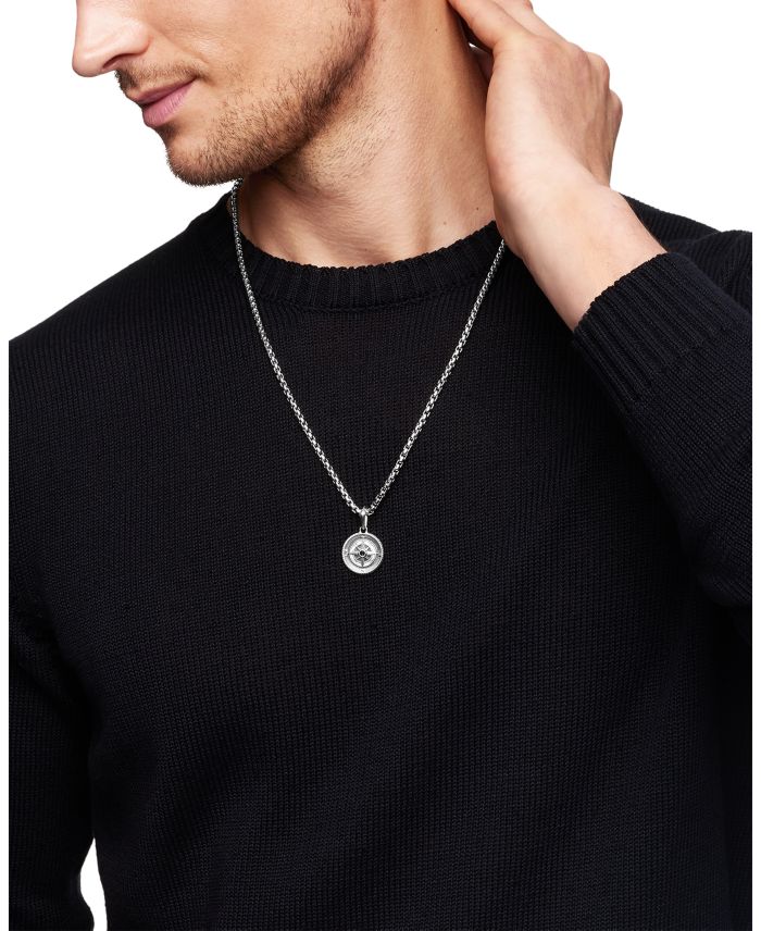 Men's Maritime Compass Amulet with Black Diamond