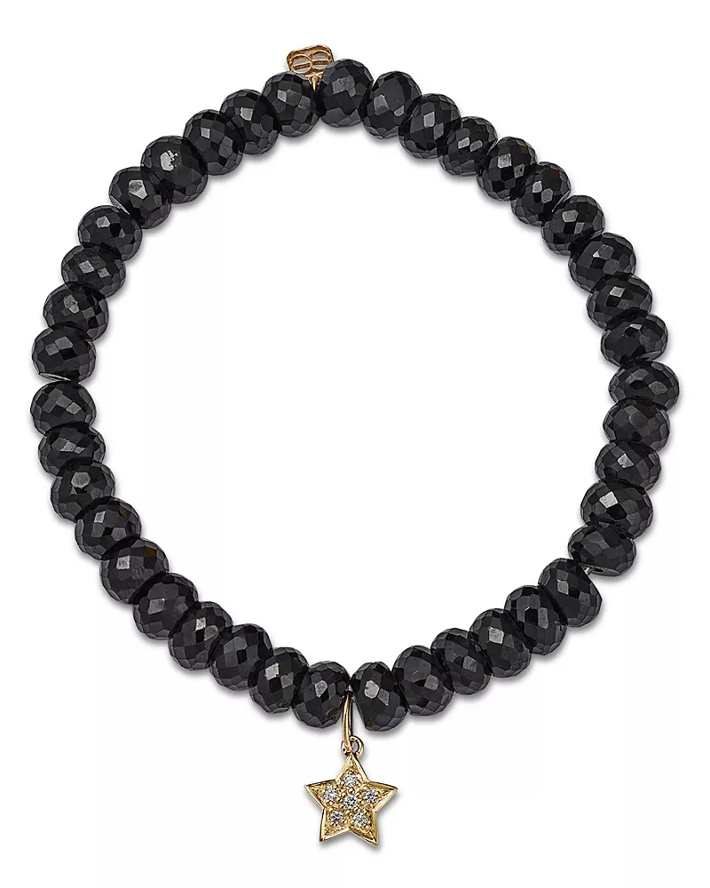 Sydney Evan 14K Yellow Gold Diamond Star Charm Beaded Bracelet