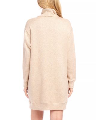 Faux Wrap Turtleneck Sweater Knit Dress