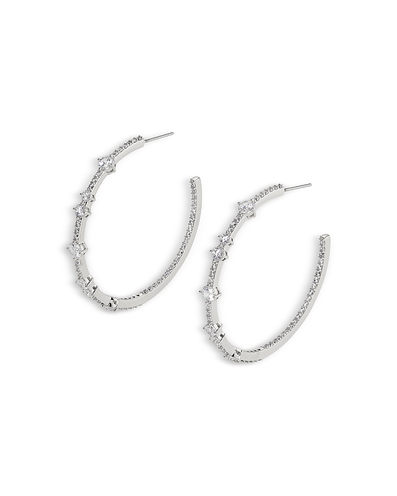Nadri Cassi Cubic Zirconia Inside Out Hoop Earrings In Silver