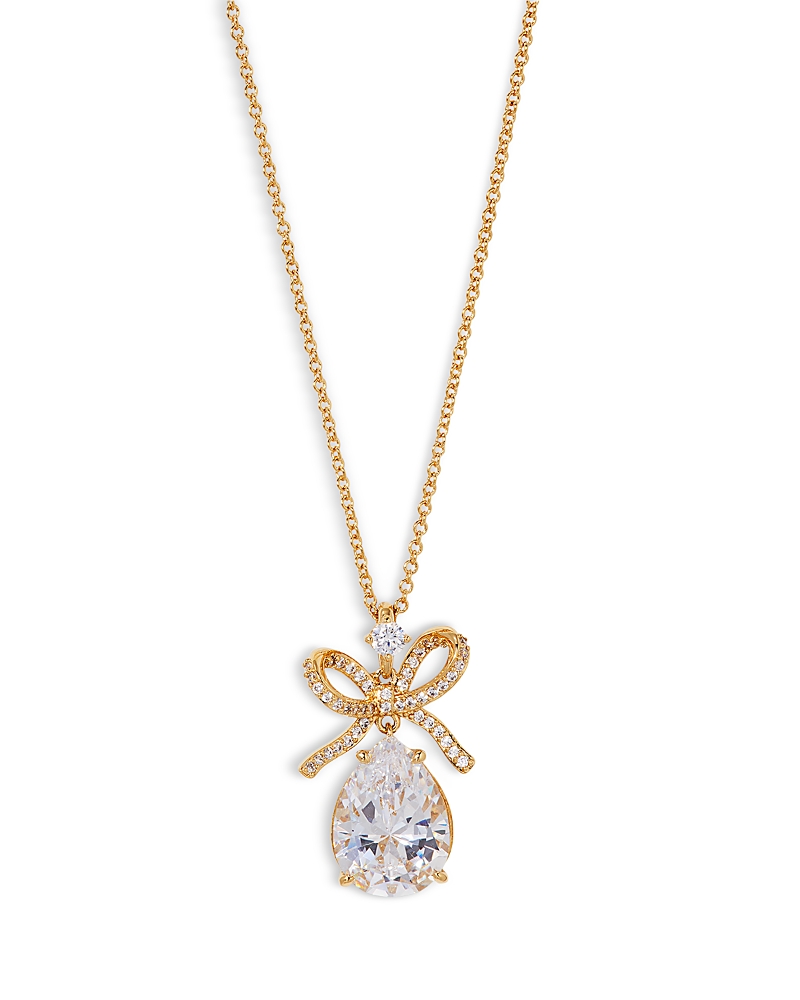 NADRI MACARON CUBIC ZIRCONIA PEAR BOW PENDANT NECKLACE, 16-18