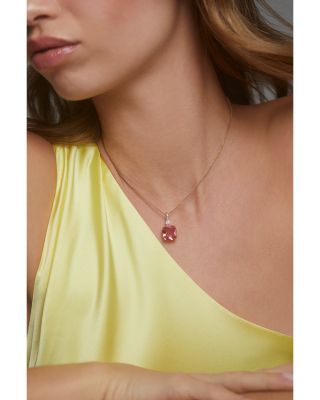 Macaron Cubic Zirconia Clear &amp; Color Cushion Pendant Necklace, 16-18&amp;quot;