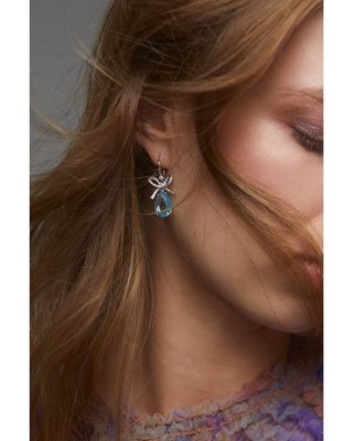 Macaron Cubic Zirconia Pear Bow Drop Earrings