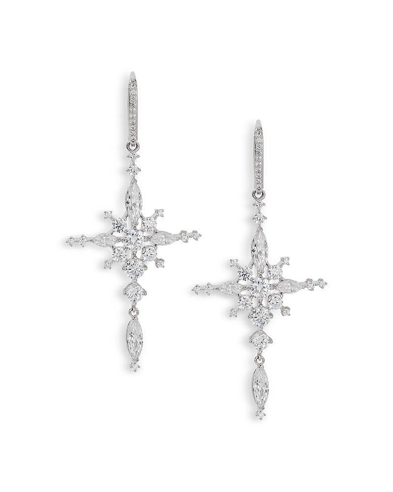 Nadri Cassi Cubic Zirconia Cross Cluster Drop Earrings In Silver