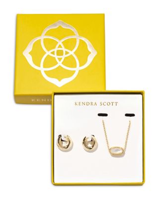 Elisa Mother of Pearl Pendant Necklace Polished Huggie Hoop Earrings Set of 2