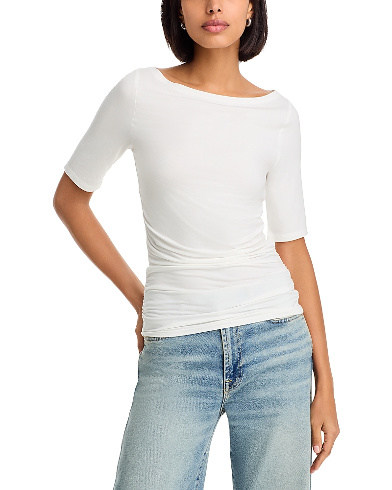 Rag & Bone Luca Shirred Short-sleeve Top In White