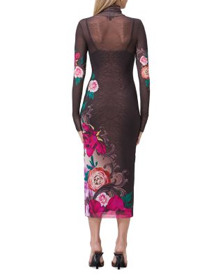 Turtleneck Long Sleeved Mesh Dress 