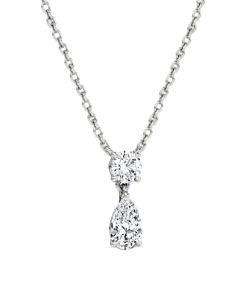 Vrai Signature Duo Drop Necklace in 14K Yellow Gold, .75ctw Round Brilliant & Pear Lab Grown Diamonds