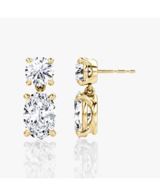  Signature Drop Earring in 14K White Gold, 6.0ctw Round Brilliant & Oval Lab Grown Diamonds