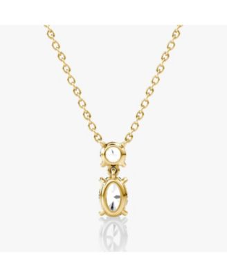  Signature Duo Drop Necklace in 14K White Gold, .75ctw Round Brilliant & Oval Lab Grown Diamonds